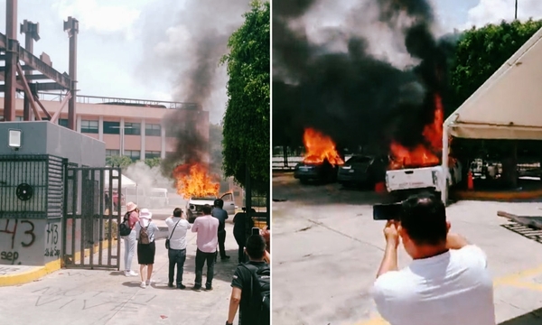 Normalistas queman autos y vandalizan Congreso