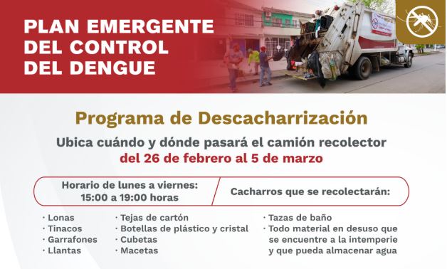 Inicia este miércoles en Centro Programa de Descacharrización en 75 localidades
