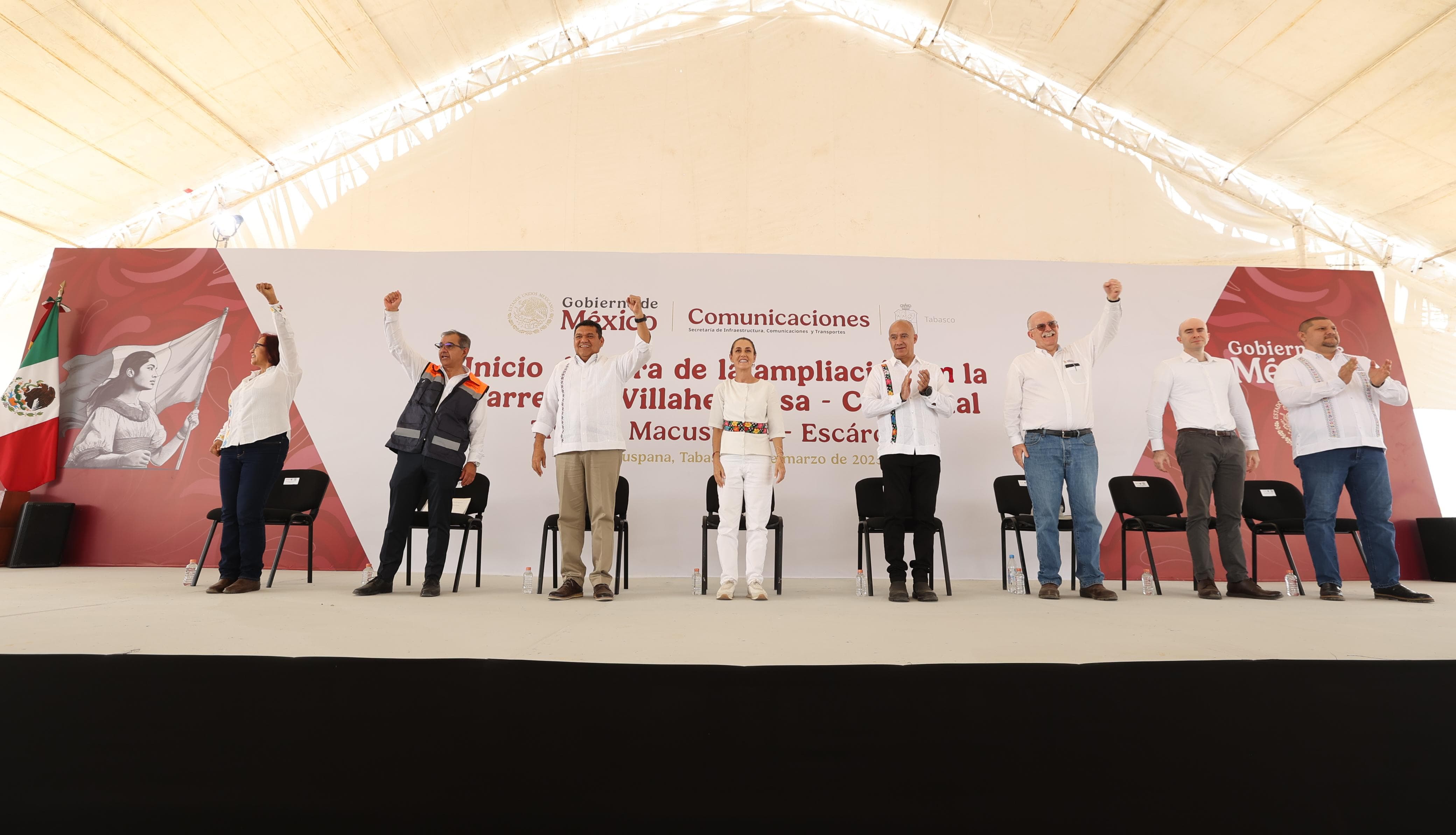Sheinbaum da banderazo de inicio a la ampliación de la carretera Macuspana-Escárcega: le estamos cumpliendo a Tabasco, afirma Javier May