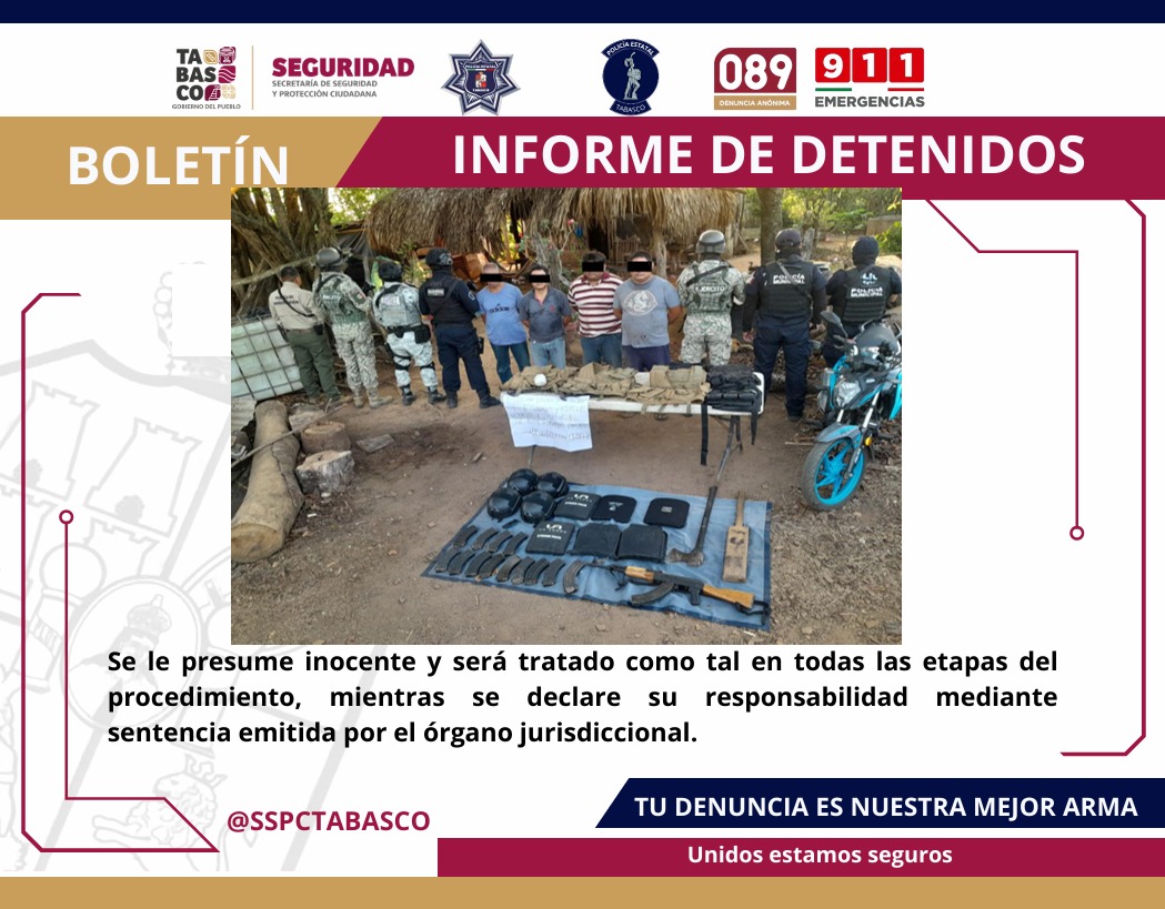 Desmantela FIRT Olmeca, célula delictiva en Macuspana; liberan a víctima de secuestro y detienen a 4 generadores de violencia