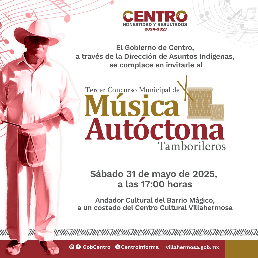 Convoca Centro a Tercer Concurso de Música Autóctona Tamborileros