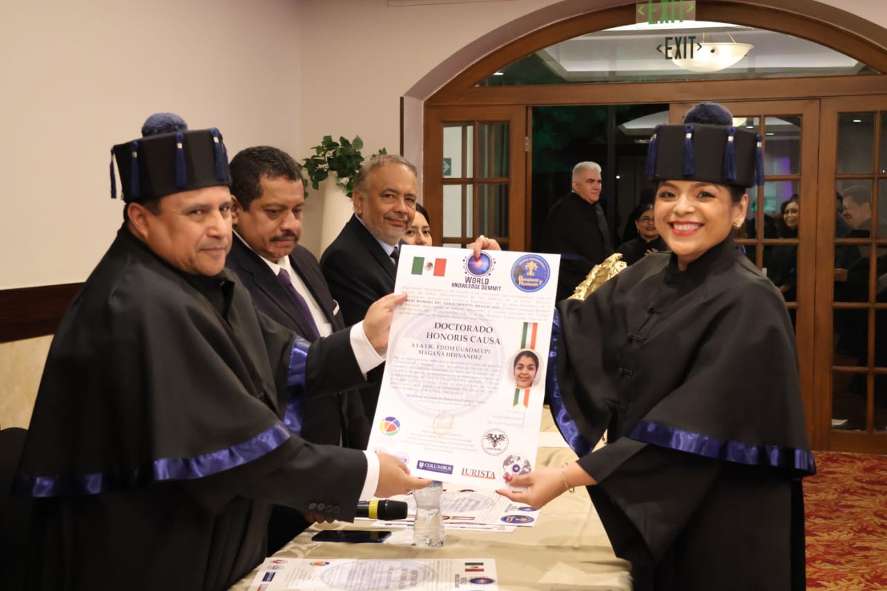 Edith Guadalupe Magaña Hernández, recibe reconocimiento Doctorado Honoris Causa Internacional