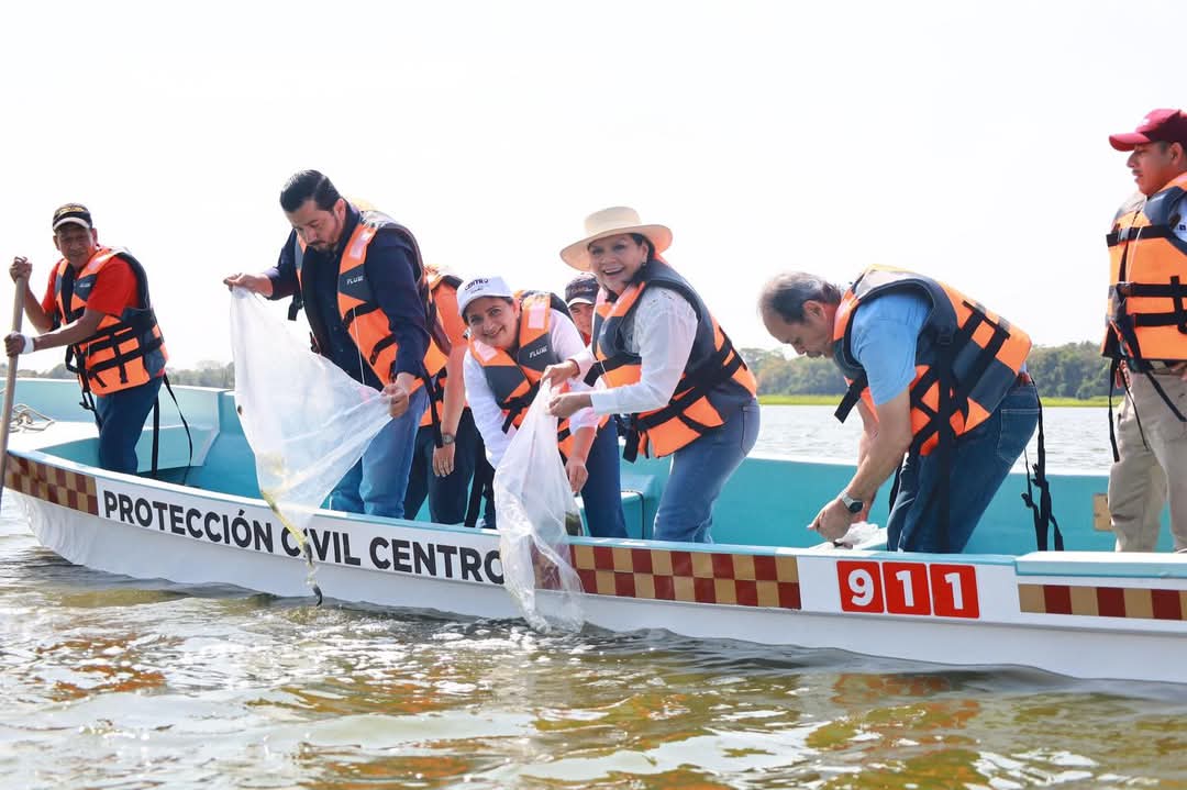 Fortalece Yolanda Osuna economía pesquera con siembra de 300 mil crías de tilapia en laguna La Pera