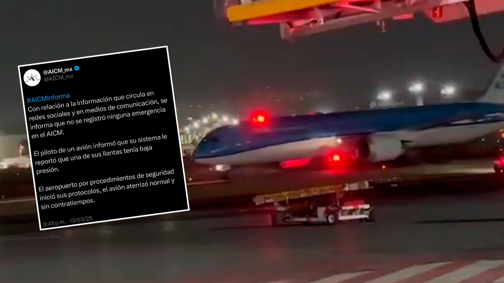 Niega AICM aterrizaje de emergencia de avión proveniente de Amsterdam