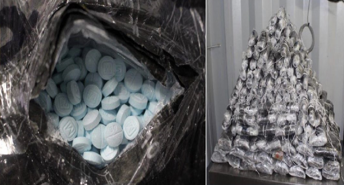 Encuentran más de 5,000 pastillas de fentanilo ocultas en una bocina en una empresa de paquetería