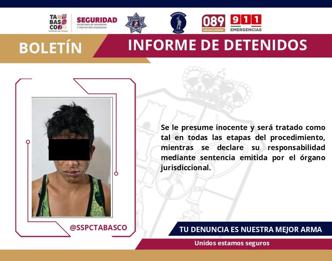 Detiene FIRT Olmeca a masculino por delitos contra la salud y portación de arma de fuego