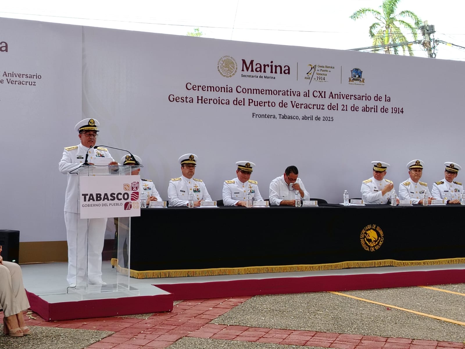 La Secretaría de Marina conmemora el 111 aniversario de la Gesta Heroica del 21 de abril de 1914, en Frontera Tabasco