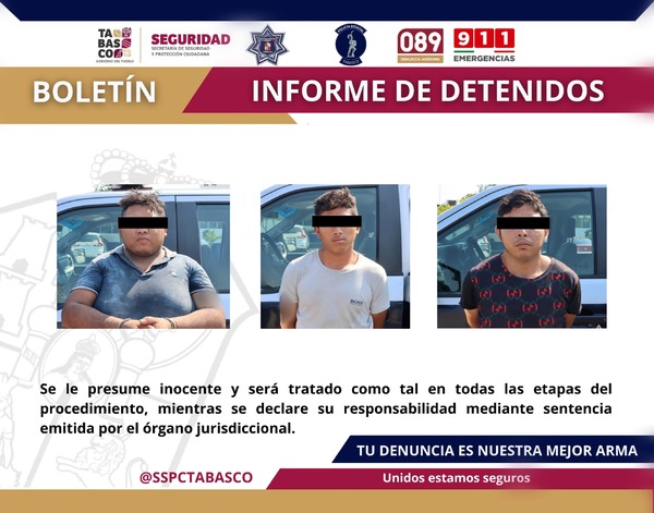 Asegura la FIRT Olmeca a tres individuos y decomisa armas, motocicletas y presunta droga en Comalcalco