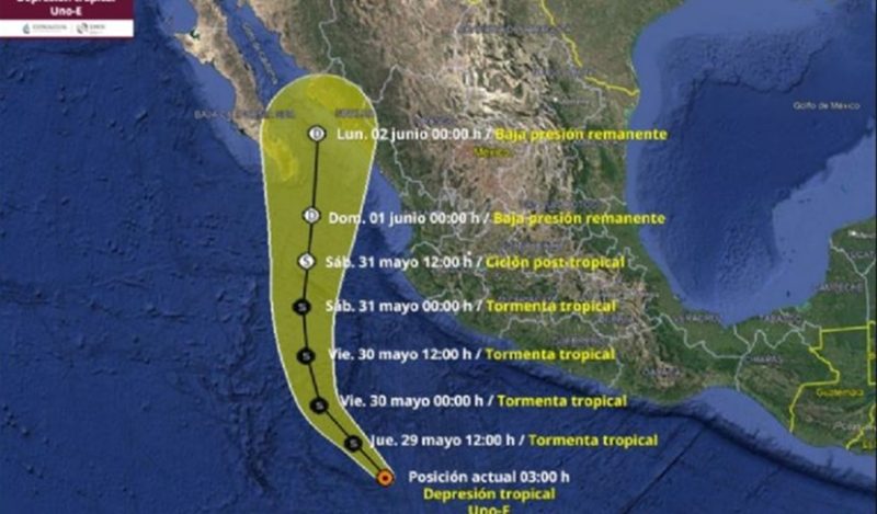 Depresión Uno-E toma fuerza y se convierte en Tormenta Tropical Alvin frente a costas de Michoacán