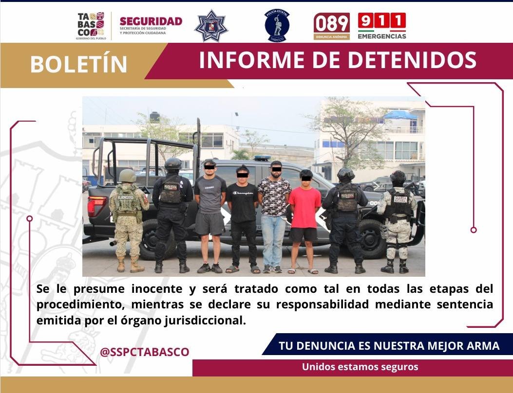 Desarticula FIRT Olmeca banda delictiva que operaba en Paraíso, Cunduacán y Jalpa de Méndez