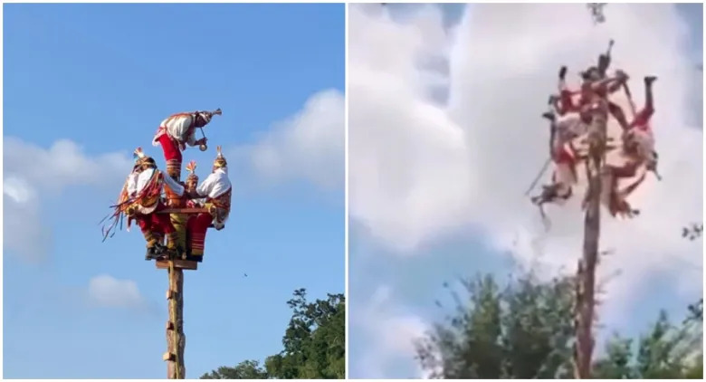 Cinco voladores de Papantla caen desde torre ceremonial en Veracruz; se reportan estables