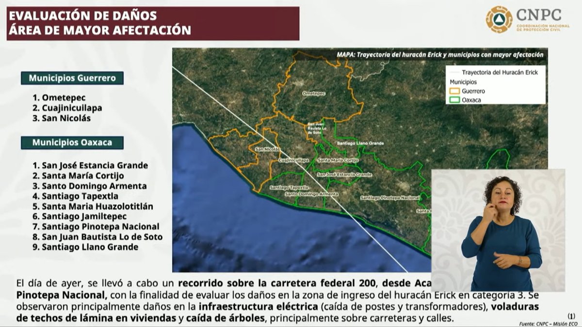 Estas fueron las afectaciones del huracán Erick en Oaxaca y Guerrero