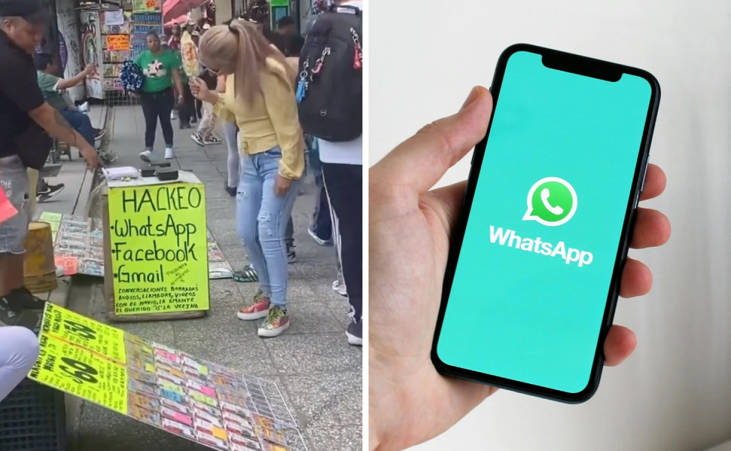 Puesto callejero en CDMX se vuelve viral por ofrecer “hackeo de WhatsApp y redes sociales”