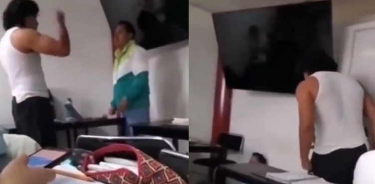 Estudiante de Tulancingo golpea, patea y escupe a su maestro