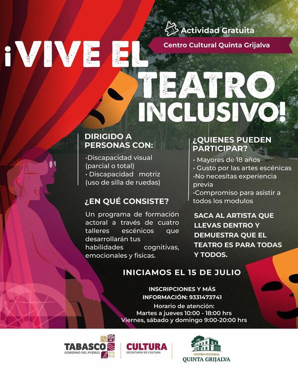 Secretaría de Cultura lanza taller de teatro inclusivo en Tabasco