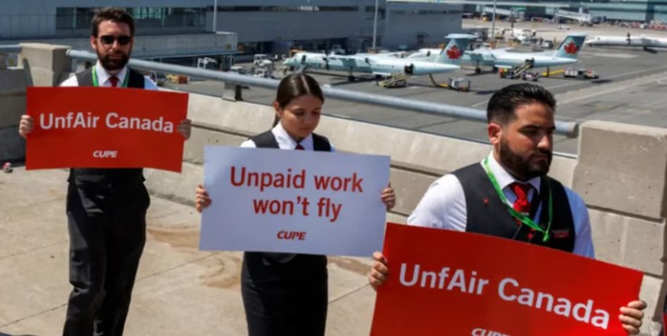 Air Canada suspende todos sus vuelos por la huelga de auxiliares de cabina