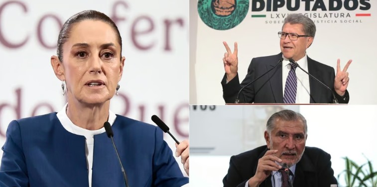 Se reúne Claudia Sheinbaum con Ricardo Monreal y Adán López en Palacio Nacional