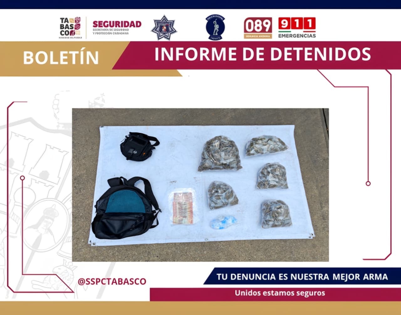 SSPC y FIRT Olmeca detienen a policía activo por delitos contra la salud