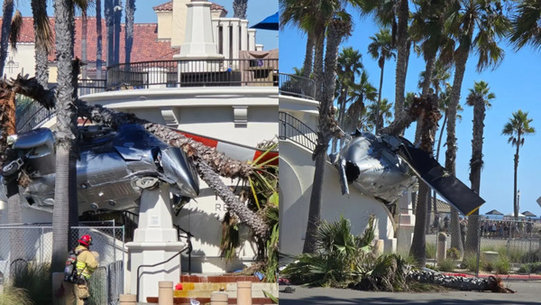 Se desploma helicóptero en Huntington Beach, California