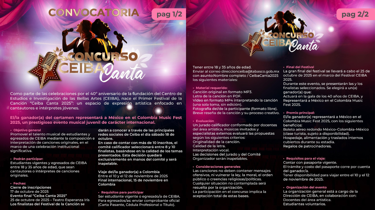 Nace el concurso “Ceiba Canta 2025”: Tabasco llevará su voz al escenario internacional