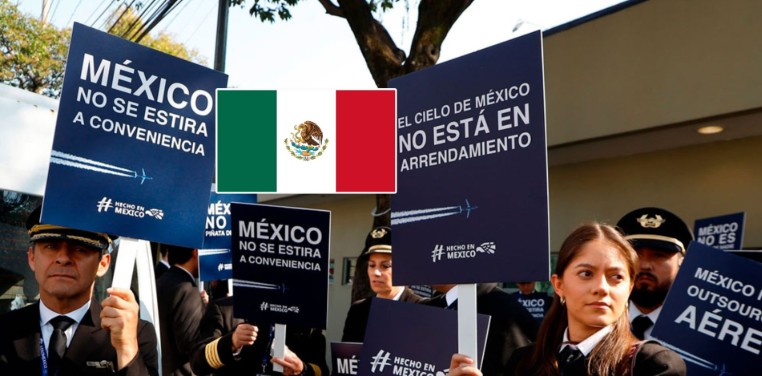 Pilotos se manifiestan en la SICT; rechazan contratación de extranjeros