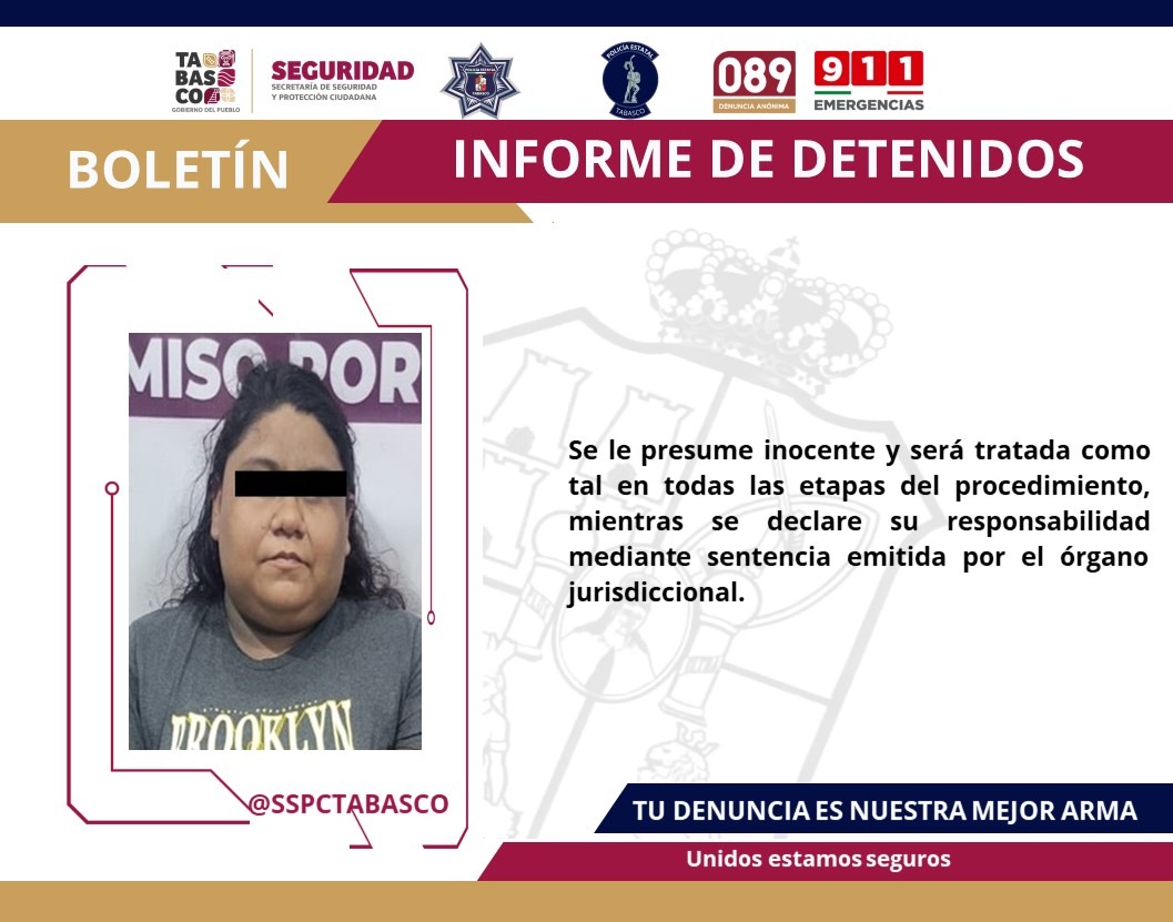 Por el delito contra la Ley General de Salud detiene FIRT Olmeca a una femenina