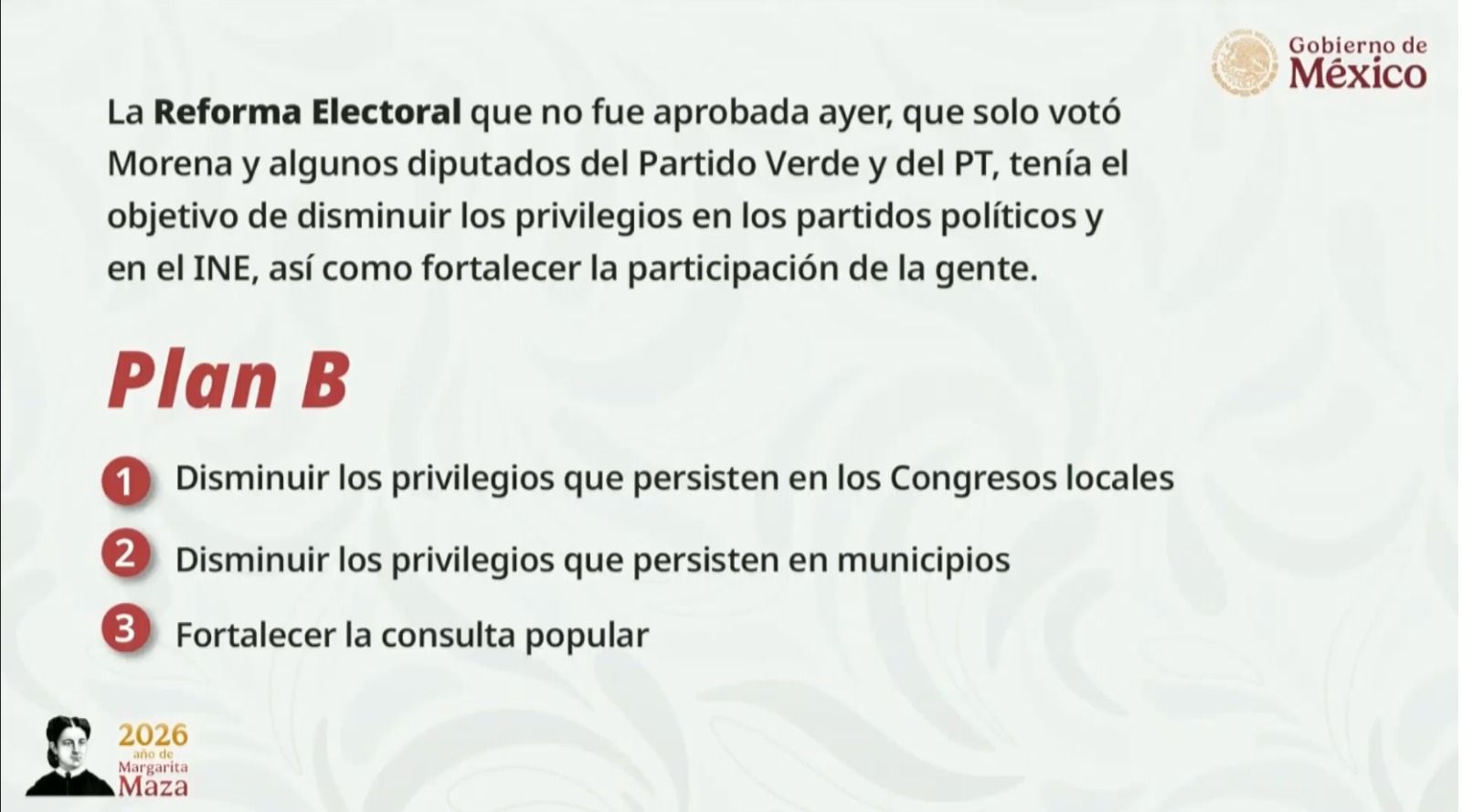 Claudia Sheinbaum enviará el lunes plan B de la reforma electoral
