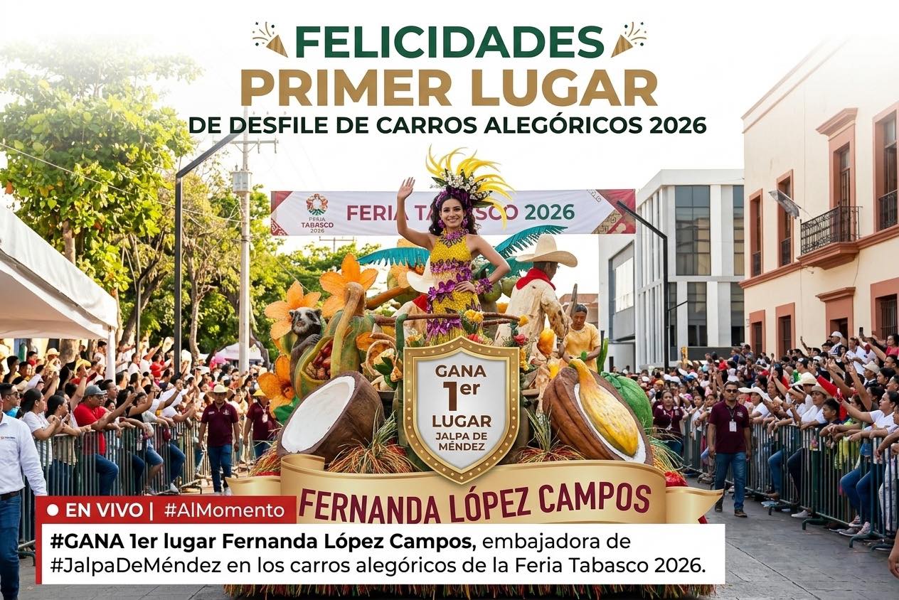 Embajadora de Jalpa de Méndez gana desfile de carros alegóricos