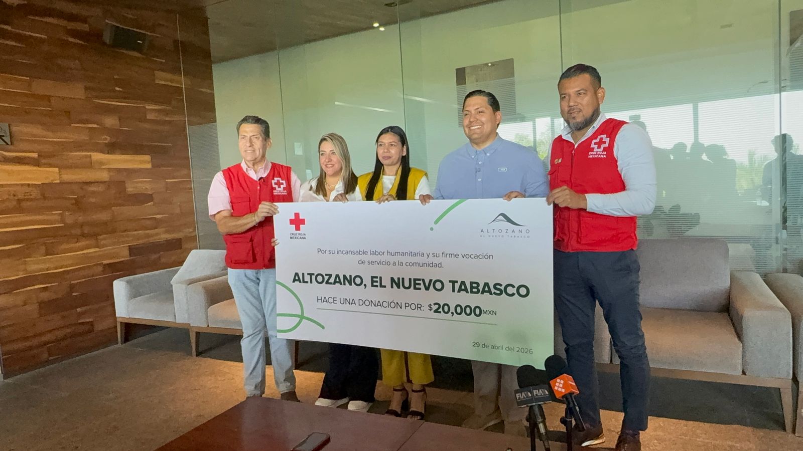 Grupo Altozano dona 20 mil pesos a la Cruz Roja en Tabasco