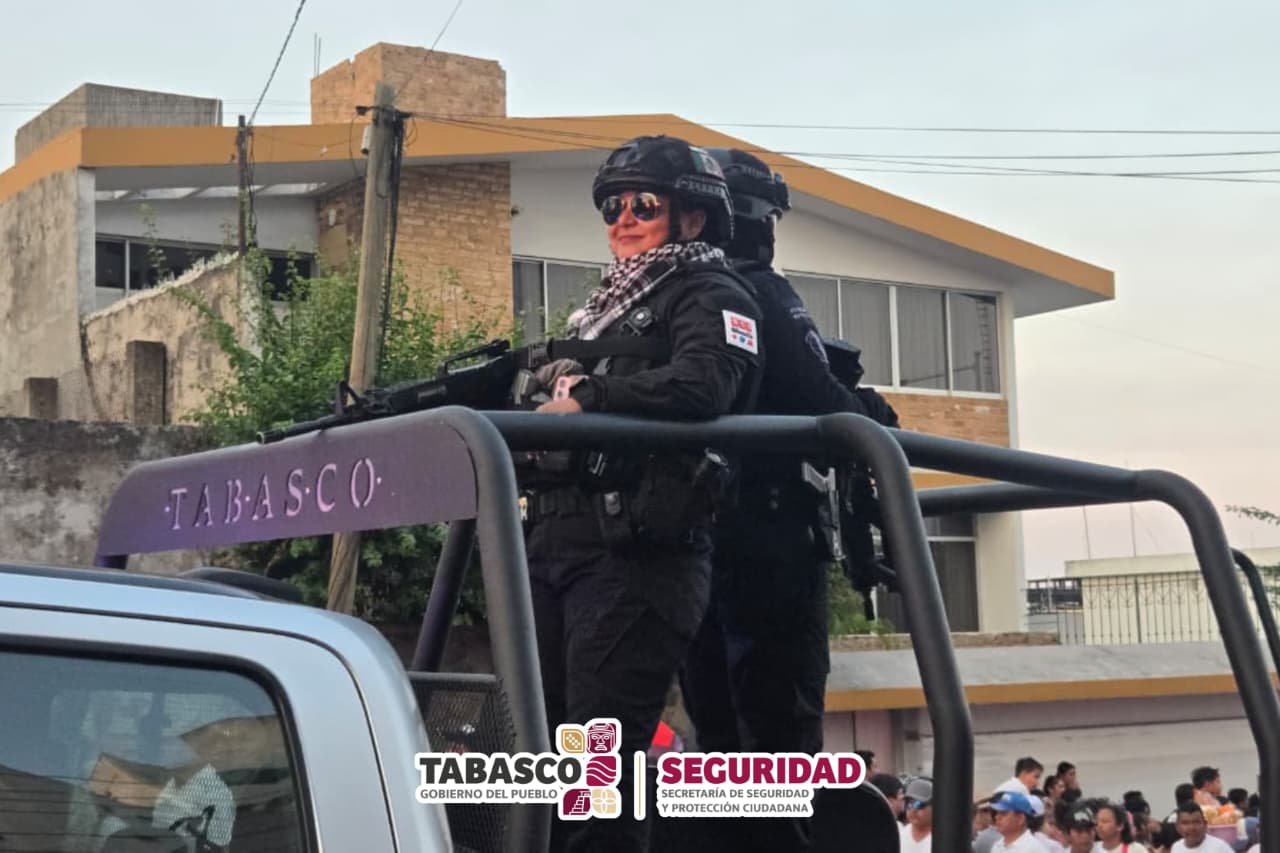 Helicóptero y más de mil policías blindan Desfile de Carros Alegóricos en Preferia Tabasco 2026