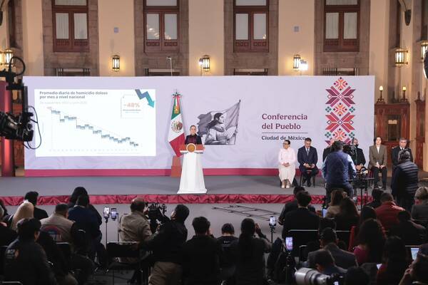 Sheinbaum destaca reducción del 48% en homicidios dolosos